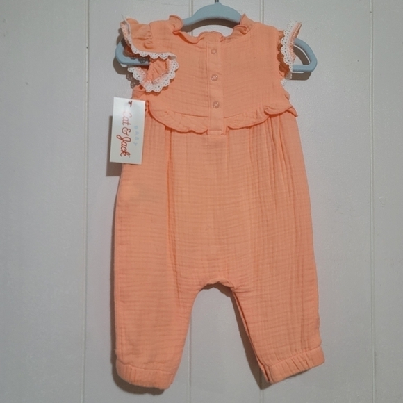 Cat & Jack Peach Snap Girls Romper Size 0-3 Months - Picture 7 of 7